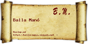 Balla Manó névjegykártya